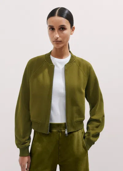 Me+em Washed Sweatshirt Jacket In Deep Golden Olive