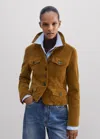 Me+em Washed Velvet Fitted Jacket In Mustard