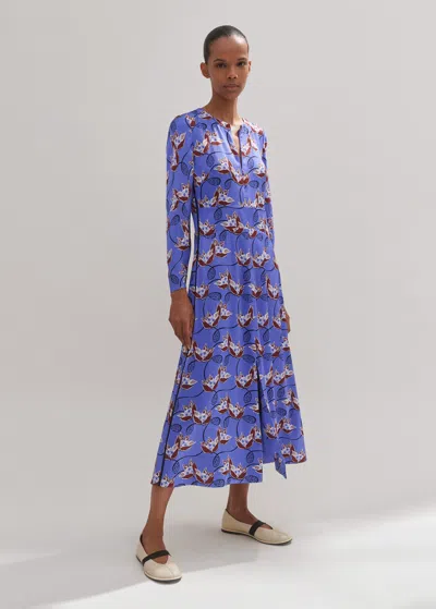 Me+em Waterlily Print Midi Dress In Winter Lilac/black/multi | ModeSens