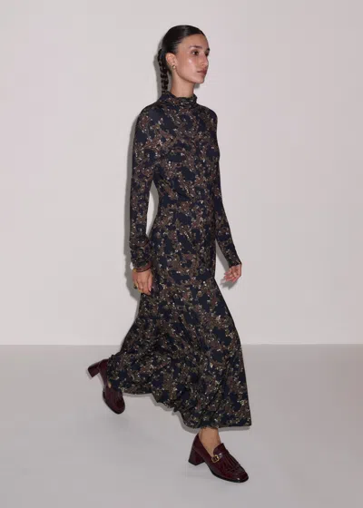 Me+em Whimsical Bulbs Print Maxi Dress Navy Multi