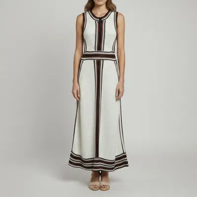 Pre-owned Me+em White Striped Crochet Sleeveless Midi Dress S