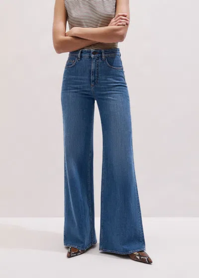Me+em Wide Kickflare Jean Mid Blue Wash