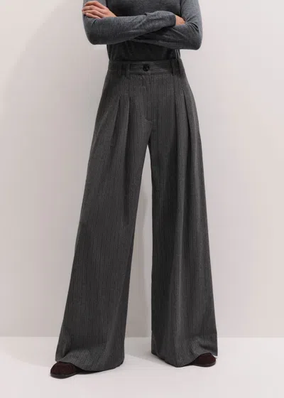 Me+em Wide Leg Double Pleat Trouser Grey Multi