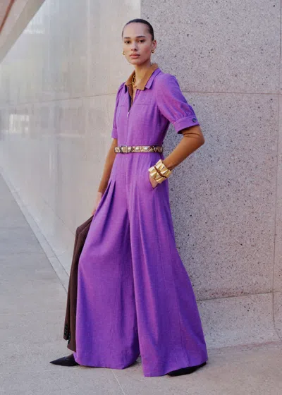 Me+em Wide Leg Jumpsuit + Belt Violet Purple