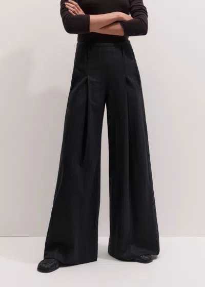 Me+em Wide Leg Trouser Black-barolo Red In Blue
