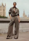 Me+em Wide Pleat Front Trouser Mole In Gray