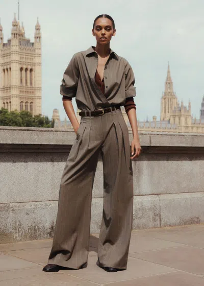 Me+em Wide Pleat Front Trouser Mole