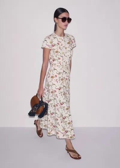 Me+em Wild Spring Floral Print Fit & Flare Midi Dress Light Cream Multi
