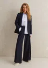Me+em Wool-blend Exaggerated Flare Pant In Navy