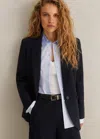 Me+em Wool-blend Sharp Longline Blazer In Navy