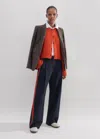 Me+em Wool-blend Side Stripe Tailored Chino In Navy/bitter Orange