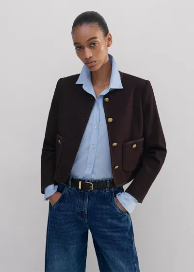 Me+em Wool-blend Twill Crop Jacket In Deep Merlot
