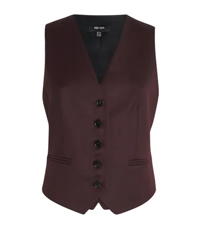 Me+em Wool-blend Waistcoat In Burgundy