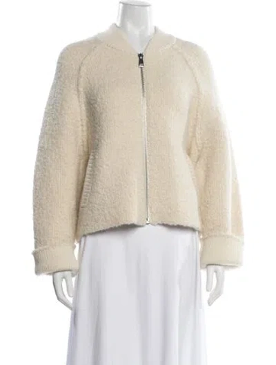 Pre-owned Me+em Wool Bomber Jacket W/ Tags In White