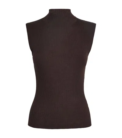 Me+em Wool-cashmere Barely There Vest In Brown