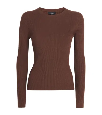 Me+em Wool-cashmere Long Sleeve Ribbed Jumper In Brown