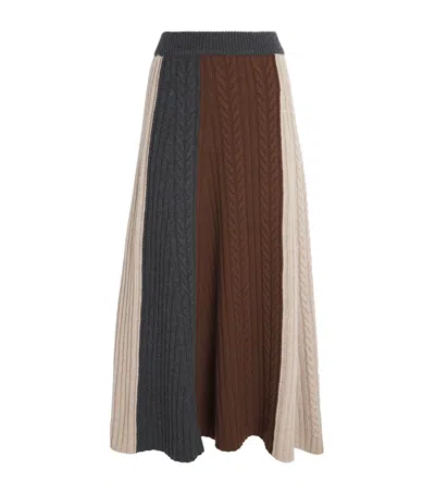 Me+em Wool-cashmere Midi Skirt In Multi