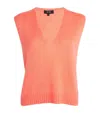 Me+em Merino Cashmere Silk Clean Edge V-neck Vest In Orange