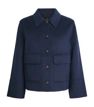 Me+em Wool-cashmere Twin-pocket Jacket In Blue
