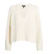 Me+em Cotton-blend Chunky Rib V-neck Jumper In Neutral