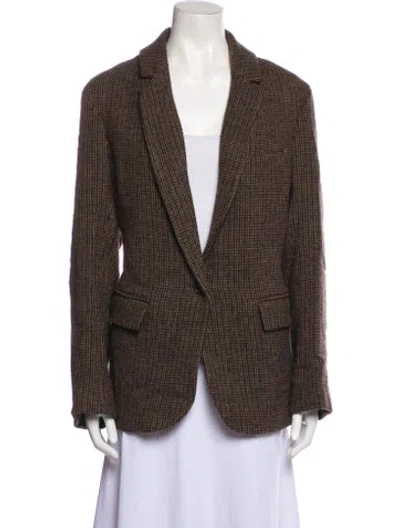 Pre-owned Me+em Wool Houndstooth Print Blazer W/ Tags In Brown