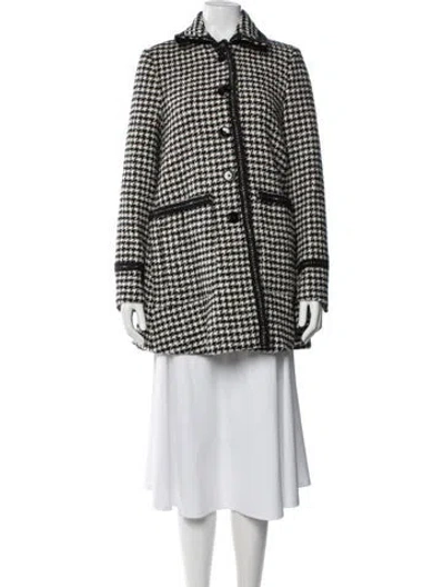 Pre-owned Me+em Wool Houndstooth Print Coat In Black
