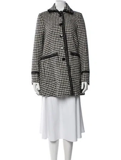 Pre-owned Me+em Wool Houndstooth Print Coat In Black