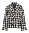 Me+em Wool Houndstooth Short Coat In Black