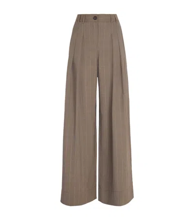 Me+em Wool Pinstripe Tailored Trousers In Brown