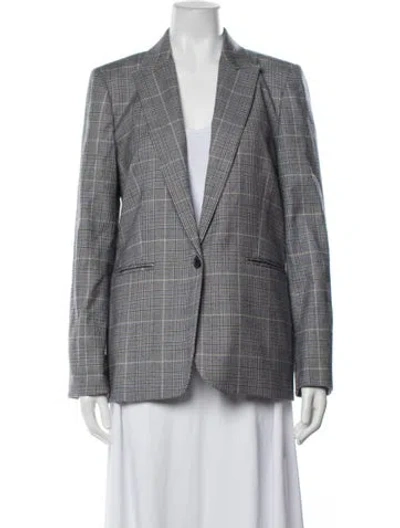Pre-owned Me+em Wool Plaid Print Blazer In Blue