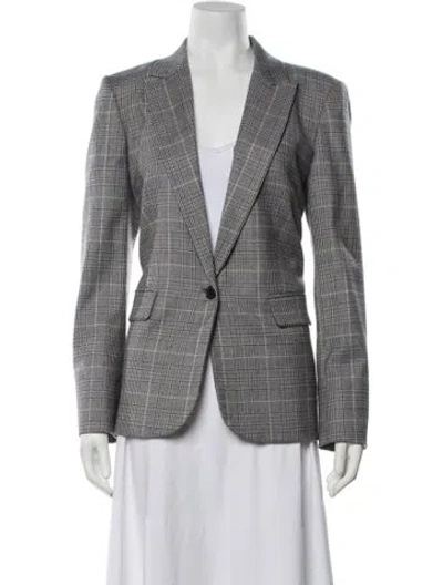 Pre-owned Me+em Wool Plaid Print Blazer In Blue
