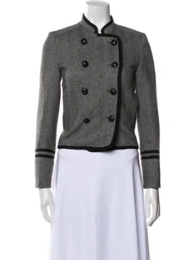 Pre-owned Me+em Wool Plaid Print Blazer In Gray