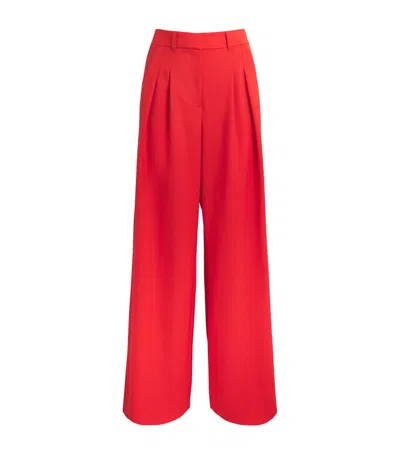 Me+em Wool Pleated Wide-leg Trousers In Red
