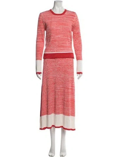 Pre-owned Me+em Wool Printed Skirt Set In Red