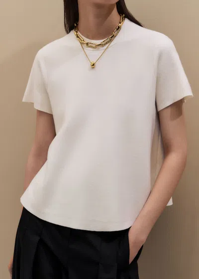 Me+em Wool Stretch Short Sleeve Swing Knit Top Cream