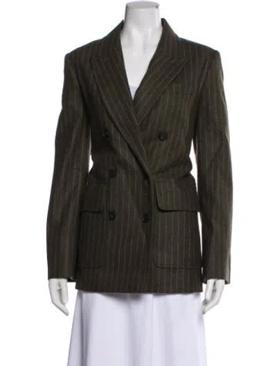 Pre-owned Me+em Wool Striped Blazer In Green