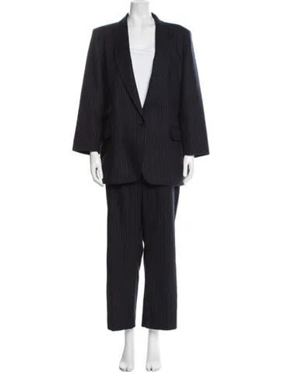 Pre-owned Me+em Wool Striped Pantsuit In Blue
