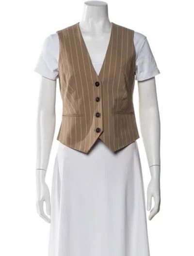 Pre-owned Me+em Wool Striped Vest W/ Tags In Brown