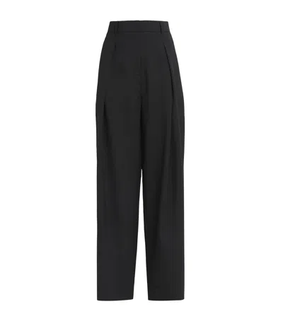 Me+em Wool Tapered Trousers In Black