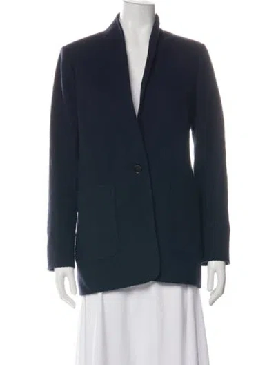 Pre-owned Me+em Wool Tweed Pattern Blazer In Blue