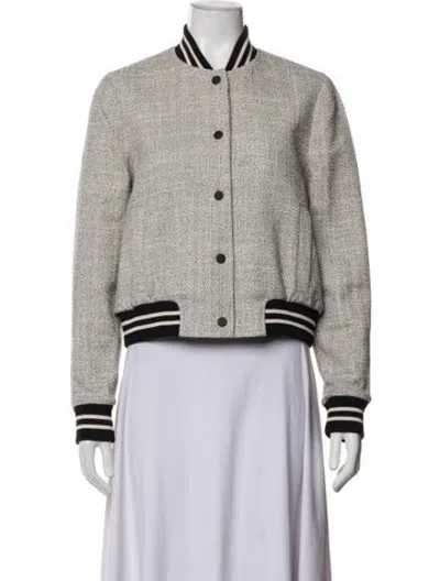 Pre-owned Me+em Wool Tweed Pattern Bomber Jacket In Neutrals