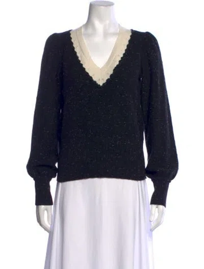 Pre-owned Me+em Wool Tweed Pattern Sweater In Black