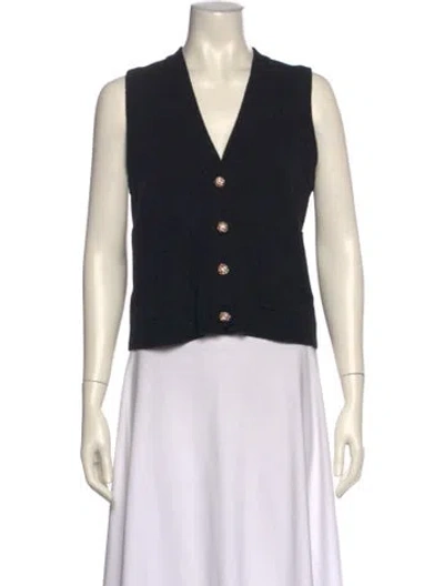 Pre-owned Me+em Wool V-neck Crop Top In Black