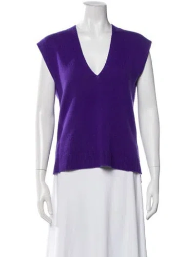 Pre-owned Me+em Wool V-neck Sweater In Purple