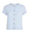 Me+em Wool-blend Button T-shirt In Blue