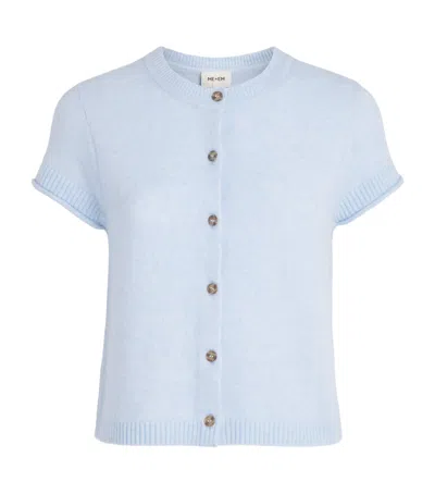 Me+em Wool-blend Button T-shirt In Blue