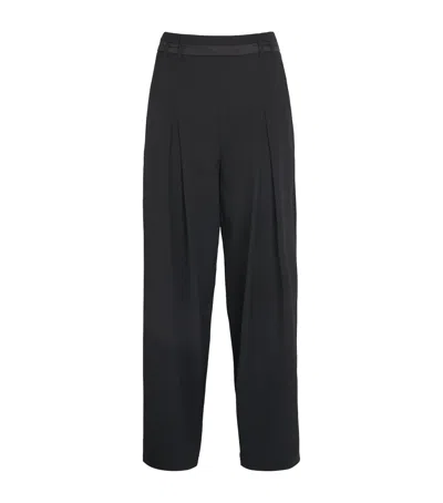 Me+em Wool-blend Exaggerated Taper Tux Trousers In Black