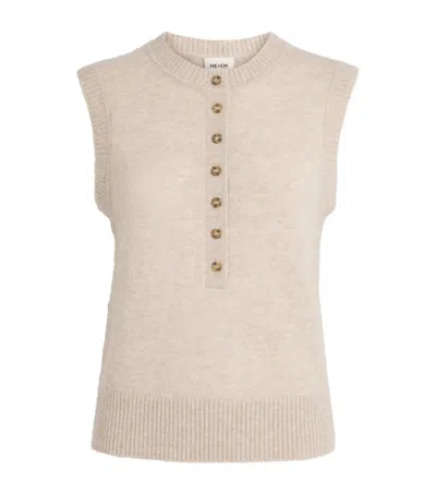 Me+em Wool-blend Henley Sweater Vest In Beige