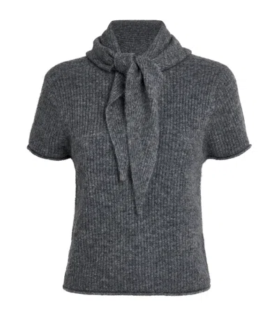 Me+em Wool-blend Scarf Half-zip T-shirt In Gray