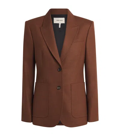 Me+em Wool-blend Sharp Contour Blazer In Brown